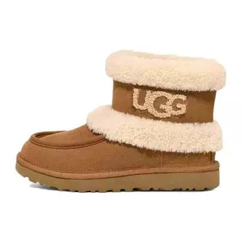UGG Женские сапоги из овчины с круглым носком, короткие, до середины голени, зимние, каштановые 1145410-CHE 36