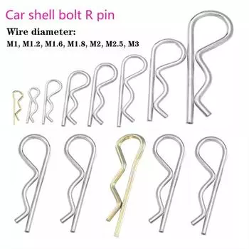 Углеродистая сталь R-образный пружинный шплинт 1,2 мм 1,8 мм 2 мм 3 мм 4 мм диаметр крепежная фурнитура для ремонта автомобилей zinc 1.6x33mm 10pcs