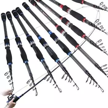 Углеродная спиннинговая удочка 1,8-3,0 м, телескопические портативные удочки, инструменты для рыбалки на приманку 1.8 m красный