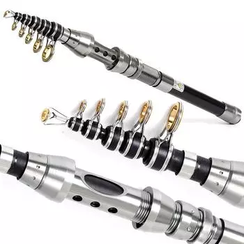 Углеродная телескопическая удочка 1,5 м, 1,8 м, 2,1 м, 2,4 м, многофункциональная удочка, портативная дорожная спиннинговая удочка, рыболовные снасти Pesca 1.5M серебряный