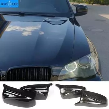 Углеродное волокно/ABS 2x зеркальный чехол X5 X6 автомобиля, боковое зеркало заднего вида, крышка, замена корпуса для BMW X5 X6 E70 E71 2007-2013 Glossy Black