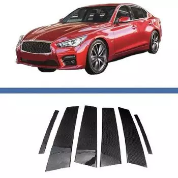 Углеродное волокно, автомобильная стойка, украшение на окно, наклейки для Infiniti G35 G37 2002-2013