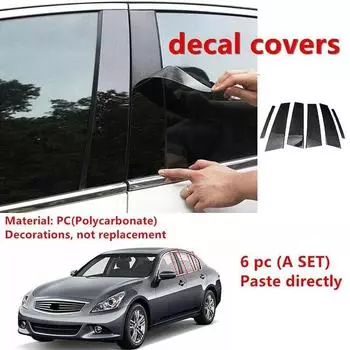 Углеродное волокно, автомобильная стойка, украшение на окно, наклейки для Infiniti G35 G37 2002 2003 2004 2005 2006 2007-2013