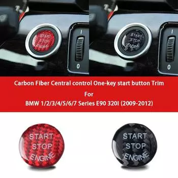 Углеродное волокно, автомобильное центральное управление, одна клавиша, кнопка запуска, наклейки для BMW 1/2/3/4/5/6/7 серии E90 320i 2009-2012 Style B