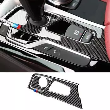 Углеродное волокно, автомобильный центр управления механизмом переключения передач, панель, накладка, наклейки, украшение для BMW 5 серии G30 G38, интерьер 2pcs