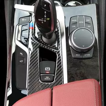 Углеродное волокно, автомобильный центр управления механизмом переключения передач, панель, накладка, наклейки, украшение для BMW 5 серии G30 G38, интерьер 2pcs