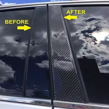 Углеродное волокно, черный, подходит для Land Rover Range Rover Velar 2019-2023, стойки для дверных и оконных стоек, накладка, наклейка, наклейка