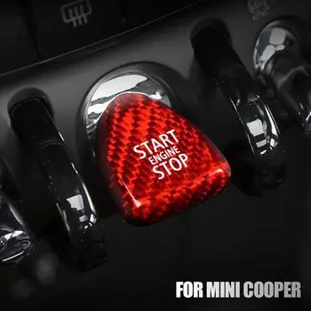 Углеродное волокно для Mini Cooper F54 F55 F56 F57 F60 Аксессуары Кнопка зажигания Двигатель Старт Стоп Внутренняя отделка Наклейка Крышка Наклейка красный