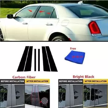 Углеродное волокно, глянцевая черная отделка окна двери автомобиля, стойки, декоративная накладка, подходит для Chrysler 300C 2011-авто bright black