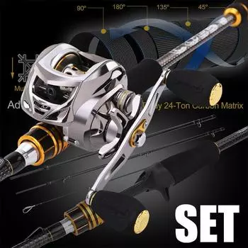 Углеродное волокно M Power, 4-секционное кастинговое удилище с катушкой Baitcast 11+1 BB, набор катушек для удочки Left Hand