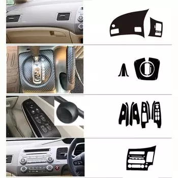 Углеродное волокно, наклейки для салона автомобиля, наклейка, отделка для Honda Civic RHD 2006-2011