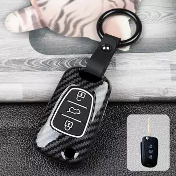 Углеродный чехол для дистанционного ключа автомобиля для Kia Cadenza K7 Carens Borrego Optima Picanto Morning Proceed Shuma Mohave Opirus Flip 3 Button Black