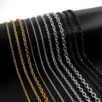 Угловая цепочка из нержавеющей стали 2/3/4/5/6 мм с простой цепочкой, ожерелье золото/серебро/черный 45-75 см 2mm-45cm серебряный