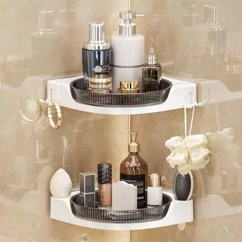 Угловая душевая кабина для ванной комнаты, душевая стойка, большая вместимость, не требуется сверление, простая установка, универсальное использование чёрный