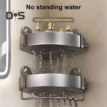 Угловая душевая кабина, простая установка, стойка для хранения, полка на присоске, стильная полка для ванной комнаты, водонепроницаемый маслостойкий органайзер Single Layer