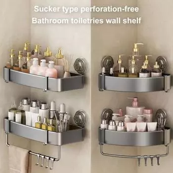 Угловая душевая кабина, простая установка, стойка для хранения, полка на присоске, стильная полка для ванной комнаты, водонепроницаемый маслостойкий органайзер Single Layer