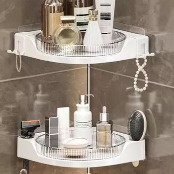 Угловая душевая полка для ванной комнаты, душевая стойка большой вместимости, не требуется сверление, простая установка, универсальное использование, подвесная полка чёрный