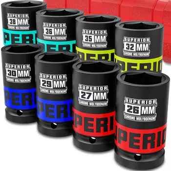 Угловая головка Jneit Impact Drive Angle, 8 предметов, глубокая, 26 мм, 38 шт., чехол для хранения шин, в комплекте головка, 19,0 мм (3/4 дюйма), Установить, - мм, Автомобиль, Грузовик, Изменить,