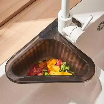 Угловая корзина для слива Прочная, легко фильтруемая кухонная прозрачная корзина для слива раковины Супернесущая корзина для слива чёрный