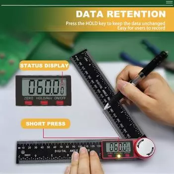 Угловая линейка, измерительный инструмент, цифровой дисплей, легко читаемый, высокая точность, многоцелевой прецизионный измерительный инструмент для измерения угла