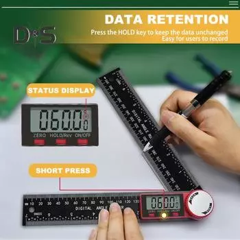 Угловая линейка, измерительный инструмент, цифровой дисплей, легко читаемый, высокая точность, многоцелевой прецизионный измерительный инструмент для измерения угла