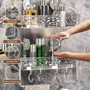 Угловая настенная полка с присоской, стеллаж для хранения, прочная, выдерживает большую нагрузку, легко устанавливается, прочная A белый