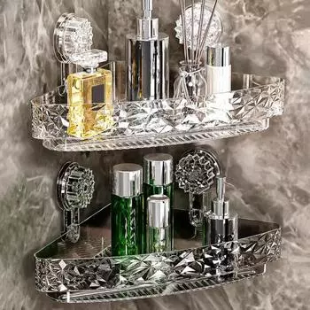 Угловая настенная полка с присоской, стойка для хранения, прочная, выдерживающая большую нагрузку, легко устанавливаемая, прочная полка-органайзер для душа A белый