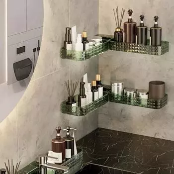 Угловая полка для душа, полый дренажный U-образный вентилируемый аккуратный поднос для хранения в ванной комнате без перфорации