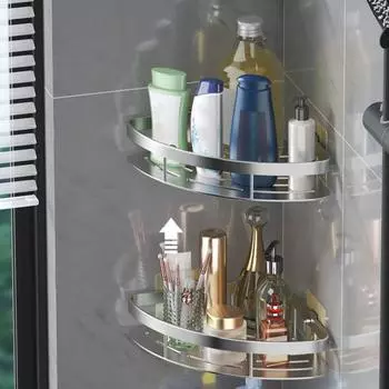 Угловая полка для душа, самоклеящиеся полки для душа, не требующие сверления, органайзер для ванной комнаты, стеллаж для хранения для ванны, шампуня, принадлежностей серебряный