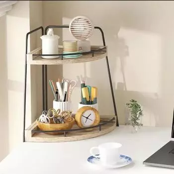 Угловая полка для хранения, 1 шт., Угловая полка для рабочего стола, Многоярусная полка для хранения столешницы в ванной комнате, Деревянная треугольная полка с зубчатыми краями, Полка для кухонных специй