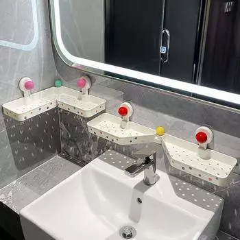 Угловая полка для хранения на присоске Пластиковая полка для шампуня Практичный органайзер для душа и умывальника Style 1