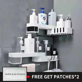 Угловая полка для хранения в домашней ванной комнате, вращающаяся настенная угловая полка для хранения, раковина для ванной комнаты, стеллаж для хранения без перфорации, товары для дома