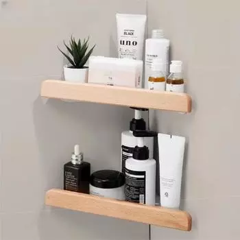 Угловая полка для ванной из бука, стойка для хранения унитаза без перфорации, водонепроницаемая и влагостойкая полка из цельного дерева для хранения инструментов