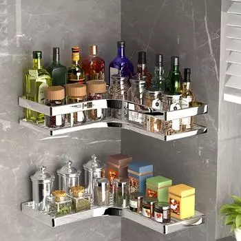 Угловая полка для ванной комнаты, 1 шт., утолщенная треугольная полка с плоской планкой, полка для хранения в ванной комнате без удара, настенная угловая полка для кухни