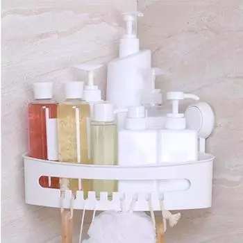 Угловая полка для ванной комнаты с вакуумной присоской Установка без перфорации Стеллаж для хранения туалетных принадлежностей Шампунь Мыло Ароматерапия Сверхмощная кухня