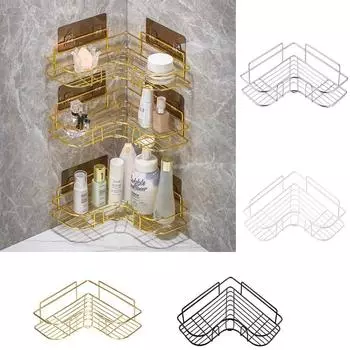 Угловая полка из нержавеющей стали, металлический держатель для косметики, прочная стойка для хранения шампуня, ванная комната белый