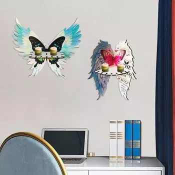 Угловая полка с крыльями бабочки, плавающая угловая полка, простая в установке, многоцелевая деревенская деревянная полка для демонстрации, настенная полка-бабочка, декор A