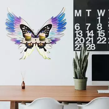 Угловая полка с крыльями бабочки, плавающая угловая полка, простая в установке, многоцелевой деревенский деревянный дисплей B