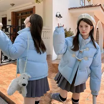 Угловая пряжка Bread Одежда Женская зимняя утепленная пуховая хлопковая одежда Короткая свободная версия Хлопковая куртка Одежда с хлопковой подкладкой M чёрный