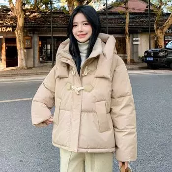 Угловая пряжка хлеб одежда женская 2024 зимняя утолщенная хлопковая одежда короткая свободная версия хлопковая куртка стеганая куртка хлопковая стеганая куртка спандекс S