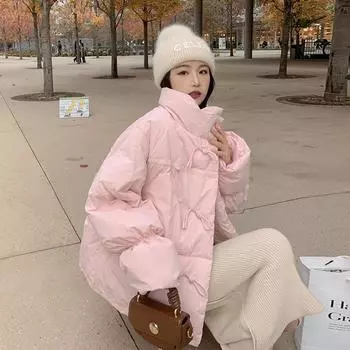 Угловая пряжка, нишевый дизайн, воротник-стойка, теплая женская пуховая куртка, новая тонкая свободная повседневная белая пуховая куртка на утином пуху прилив XS