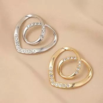 Угловая пряжка с узлом, сердечная пряжка с бриллиантами, шелковая пряжка для шарфа, универсальная фиксированная кромка рубашки, украшение для футболки One Size золотой