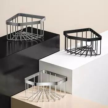 Угловая раковина Держатель для губки Caddy Полая конструкция Прочная несущая нагрузка Нержавеющая установка Установка без сверления Органайзер для угловой раковины Щетка для посуды Полка для раковины серый