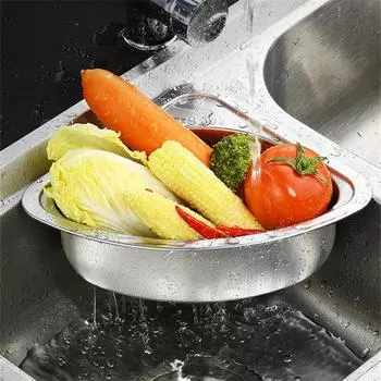 Угловая раковина из нержавеющей стали, сливная стойка, держатель для крана, сито, дуршлаги для пищевого мусора, сливная полка для хранения, кухонный органайзер чёрный