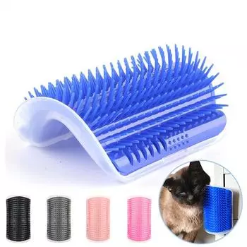 Угловая щетка для домашних животных, расческа для игр, игрушка для кошек, пластиковая щетина для царапин, массажер для арки, когтеточка для самостоятельного ухода за кошками YSX серый