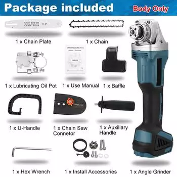 Угловая шлифмашина 2 в 1 с 3 скоростями, аккумуляторная, электрическая цепная пила, бесщеточная, 588VF, 11,5 дюймов, электроинструмент для аккумулятора 18 В Only machine