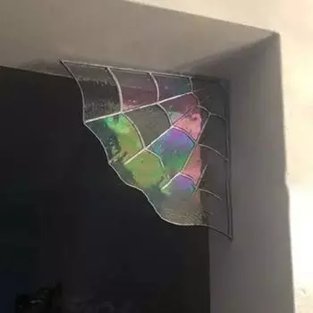 Угловое украшение для окна в виде паутины, домашнее офисное украшение для гостиной, домашнее витражное стекло, акриловое подвесное окно в виде паутины