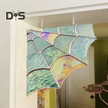 Угловое украшение окна паутины для дома, офиса, гостиной, домашнее витражное стекло, акриловое окно, подвесное украшение, Рождественский подарок Cobweb