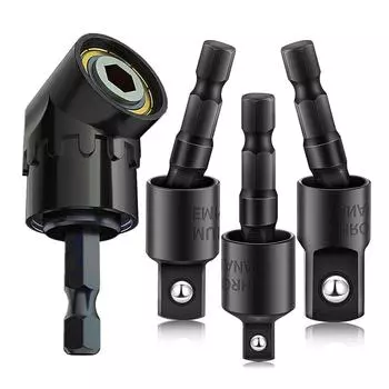 Угловой адаптер для сверла с вращением на 360°, набор ударных адаптеров для головок 1/4 3/8 1/2 дюйма, угловое сверло для отвертки 105 градусов Hexagonal