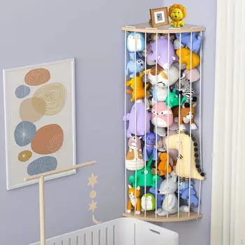 Угловой держатель для плюшевых игрушек, деревянная мягкая полка для игрушек, вертикальная коллекция украшений для дома, прочная мягкая набивка